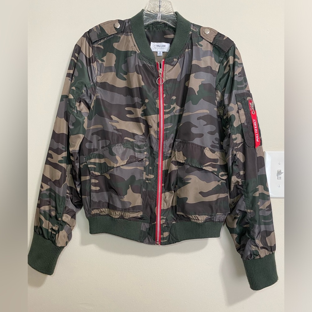 New Look Supreme Camo Windbreaker Jacket Women S Bomber Military top gun Style